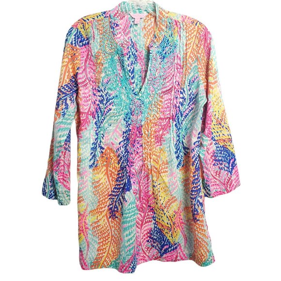 Lilly Pulitzer Tops - Lilly Pulitzer Beaded V Neck Tunic Top Sarasota Pr